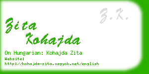 zita kohajda business card